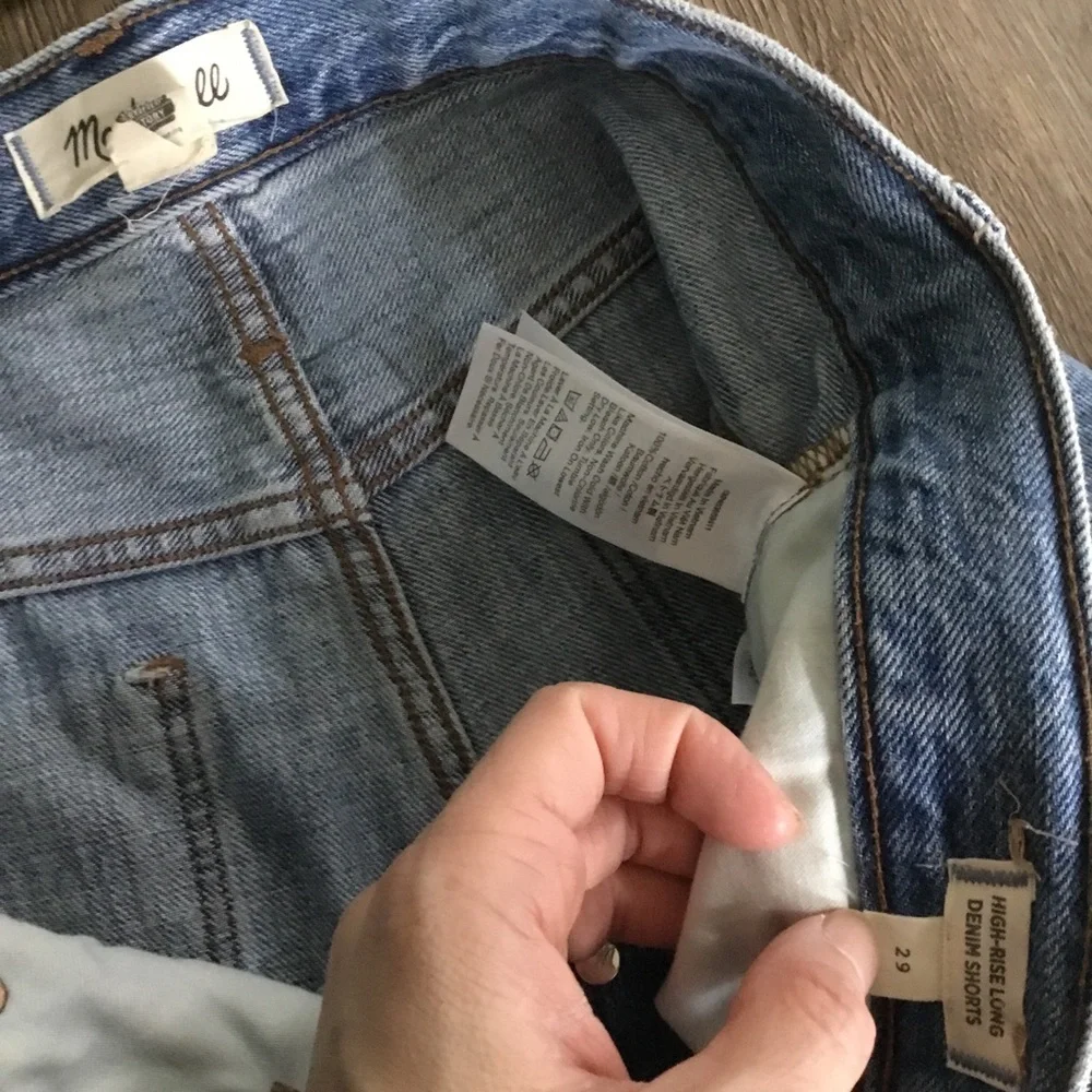 Madewell High-Rise Long Denim Shorts in Brightwater Wash